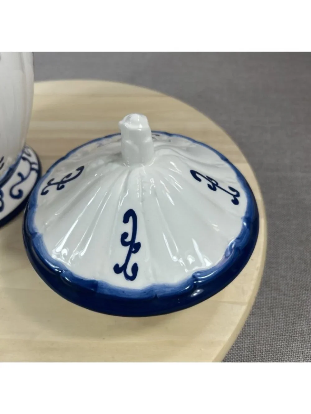 Heartfelt Kitchen Creations Blue & White Porcelain Lidded Ginger Jar Canister